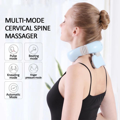 Thsue New Upgrade Cervical Spine Massager with 4 Massage Heads, Smart Neck  Massager PulseHeating Physiotherapy Device Heating Neck Care Device, Neck  Relaxer Spine Cervical Massager 